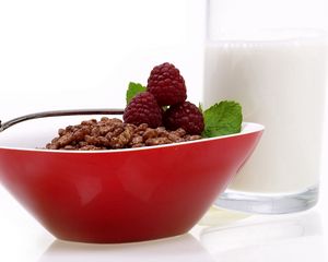 Preview wallpaper cereal, fruit, milk