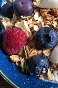 Preview wallpaper cereal, granola, blueberries, raspberries, milk