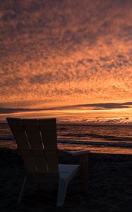 Preview wallpaper chair, beach, sunset, dark