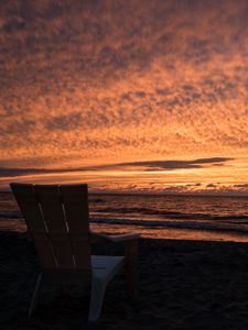 Preview wallpaper chair, beach, sunset, dark