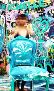 Preview wallpaper chair, colorful, abstraction, art, person, outlines, blur