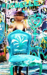 Preview wallpaper chair, colorful, abstraction, art, person, outlines, blur