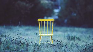 Preview wallpaper chair, field, grass, flowers, minimalism