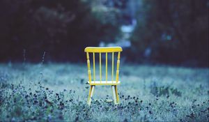 Preview wallpaper chair, field, grass, flowers, minimalism