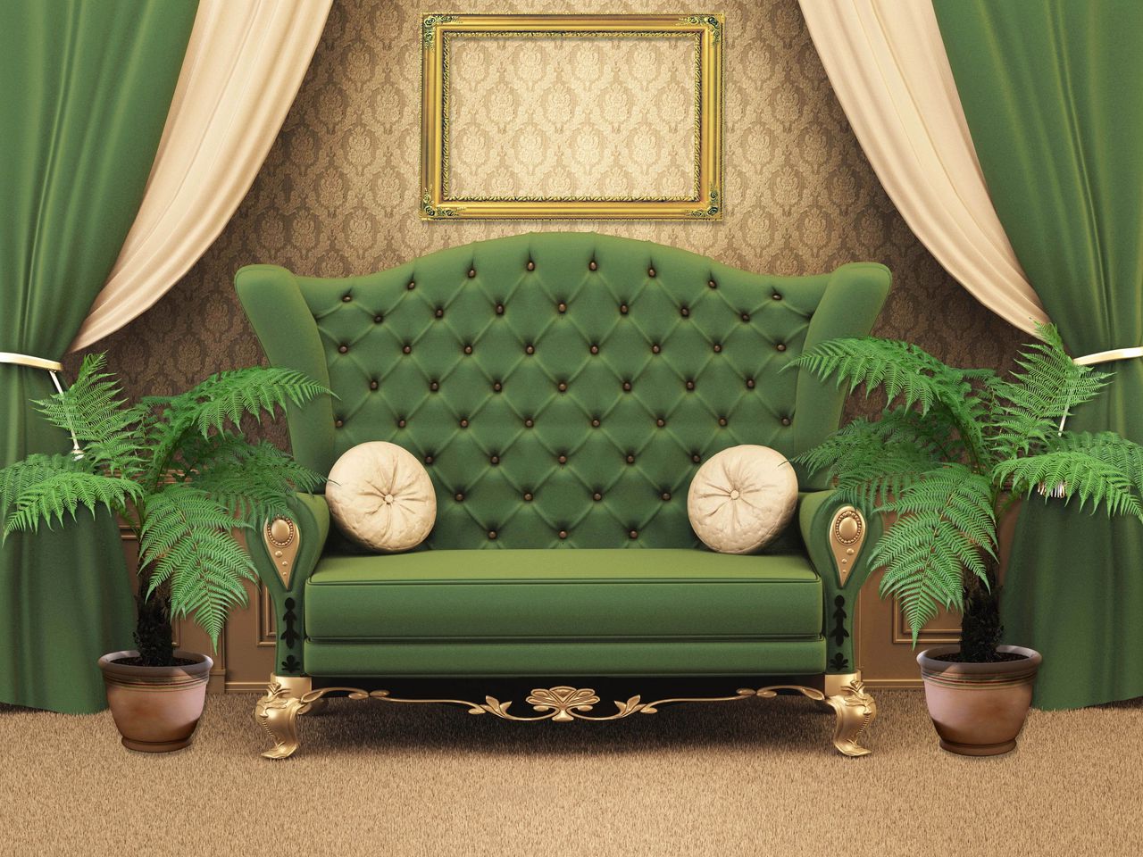 Download wallpaper 1280x960 chair, green, room standard 4:3 hd background