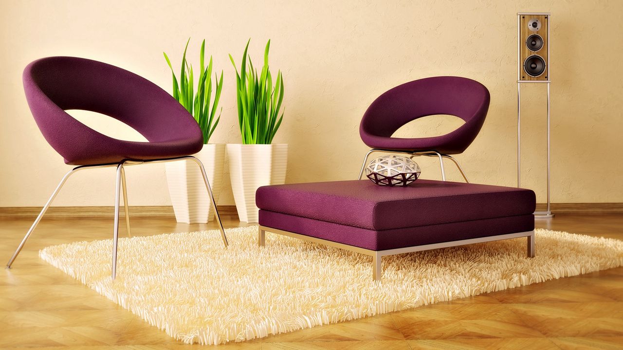 Wallpaper chair, rug, plants, furniture, column