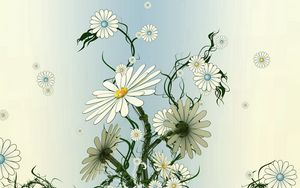 Preview wallpaper chamomile, flowers, white, yellow, green