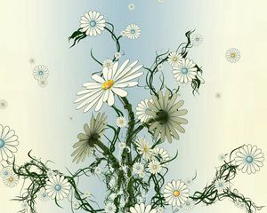 Preview wallpaper chamomile, flowers, white, yellow, green