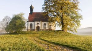 Preview wallpaper chapel, bavaria, germany, trees, glade