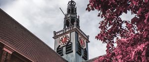 Preview wallpaper chapel, tower, building, architecture, tree, branches