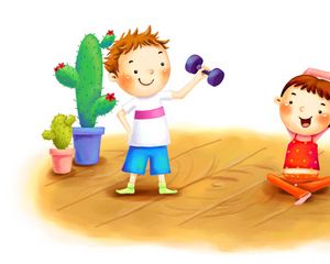 Preview wallpaper charge, children, cactus