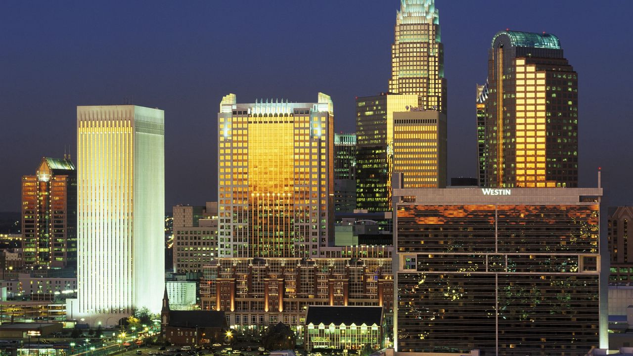 Wallpaper charlotte, north carolina, building, evening