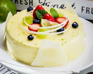 Preview wallpaper cheesecake, dessert, berries, cream