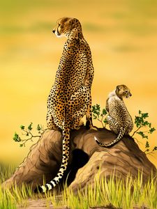 Preview wallpaper cheetah, big cat, cub, predator, art