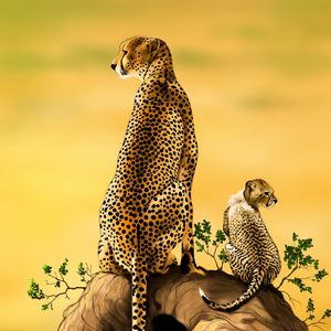 Preview wallpaper cheetah, big cat, cub, predator, art