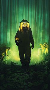 Preview wallpaper chemical protection, costume, zombie, radiation, fantasy, green