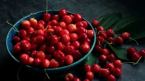 Preview wallpaper cherries, cherry, berry, plate
