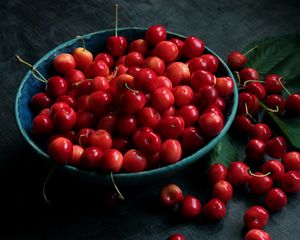 Preview wallpaper cherries, cherry, berry, plate