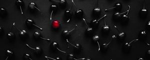 Preview wallpaper cherries, cherry, berry, black, red, contrast