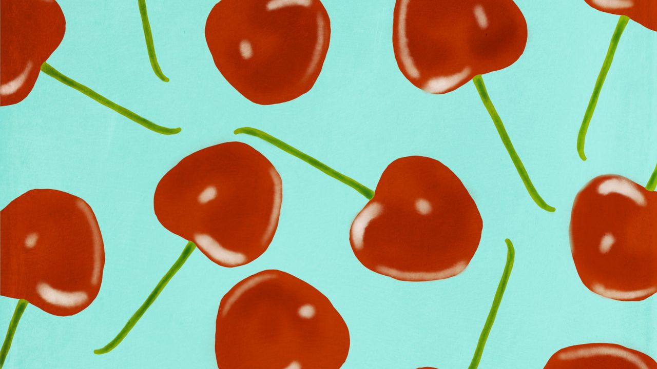 Wallpaper cherries, pattern, berries, red