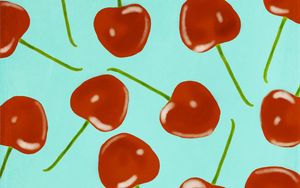 Preview wallpaper cherries, pattern, berries, red