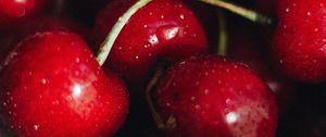 Preview wallpaper cherries, red, wet, ripe