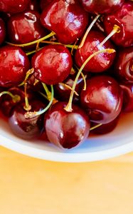 Preview wallpaper cherry, berries, bowl, food