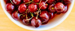 Preview wallpaper cherry, berries, bowl, food