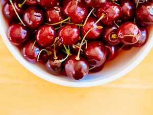 Preview wallpaper cherry, berries, bowl, food