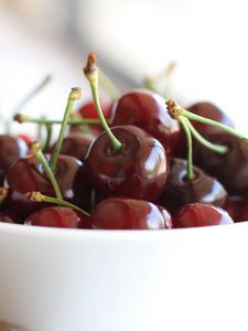 Preview wallpaper cherry, berries, ripe, bowl