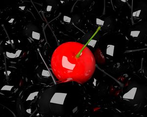 Preview wallpaper cherry, berry, 3d, red, black