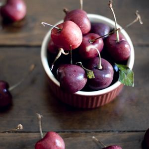 Preview wallpaper cherry, berry, bowl, sweet