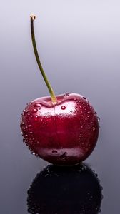 Preview wallpaper cherry, berry, drops, reflection, wet, macro