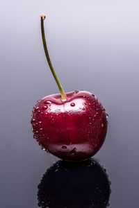 Preview wallpaper cherry, berry, drops, reflection, wet, macro