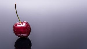 Preview wallpaper cherry, berry, drops, reflection, wet, macro