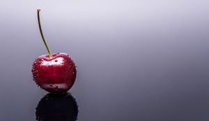 Preview wallpaper cherry, berry, drops, reflection, wet, macro