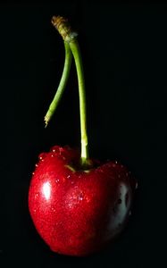 Preview wallpaper cherry, drops, red, fruit