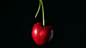 Preview wallpaper cherry, drops, red, fruit