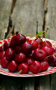 Preview wallpaper cherry, plate, berry, ripe