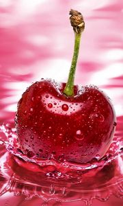 Preview wallpaper cherry, red, water, spray