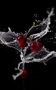 Preview wallpaper cherry, spray, water