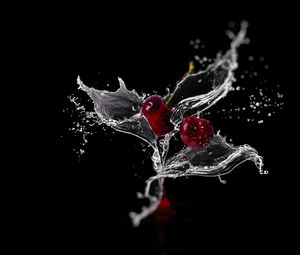 Preview wallpaper cherry, spray, water