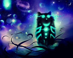 Preview wallpaper cheshire cat, cat, art, glow