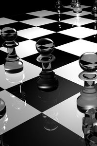 Preview wallpaper chess, board, glass, black white, surface