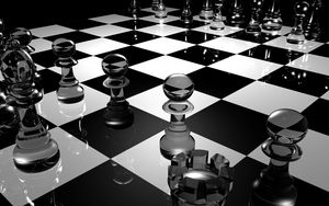 Preview wallpaper chess, board, glass, black white, surface