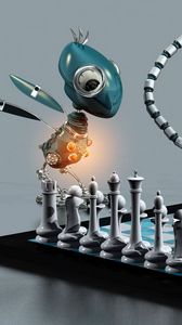 Preview wallpaper chess, board, robots, animals, party, game