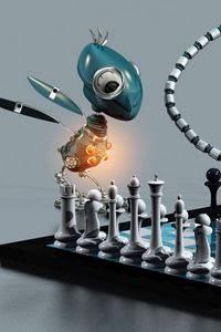 Preview wallpaper chess, board, robots, animals, party, game