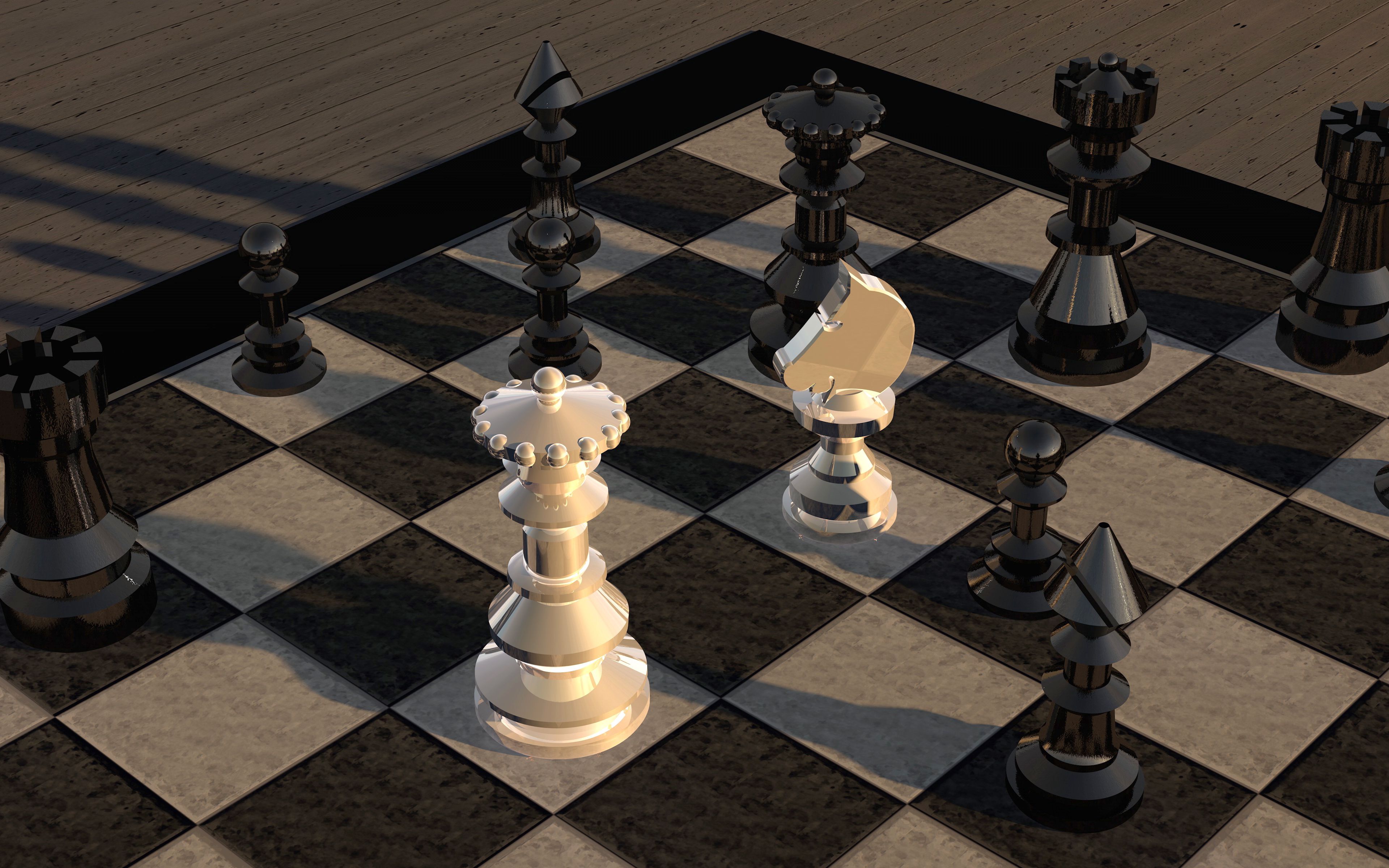 Download wallpaper 3840x2400 chess, chessboard, figures, 3d 4k ultra hd  16:10 hd background