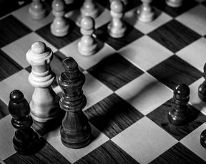 Preview wallpaper chess, figures, black and white, game