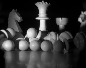 Preview wallpaper chess, figures, game, black and white, dark